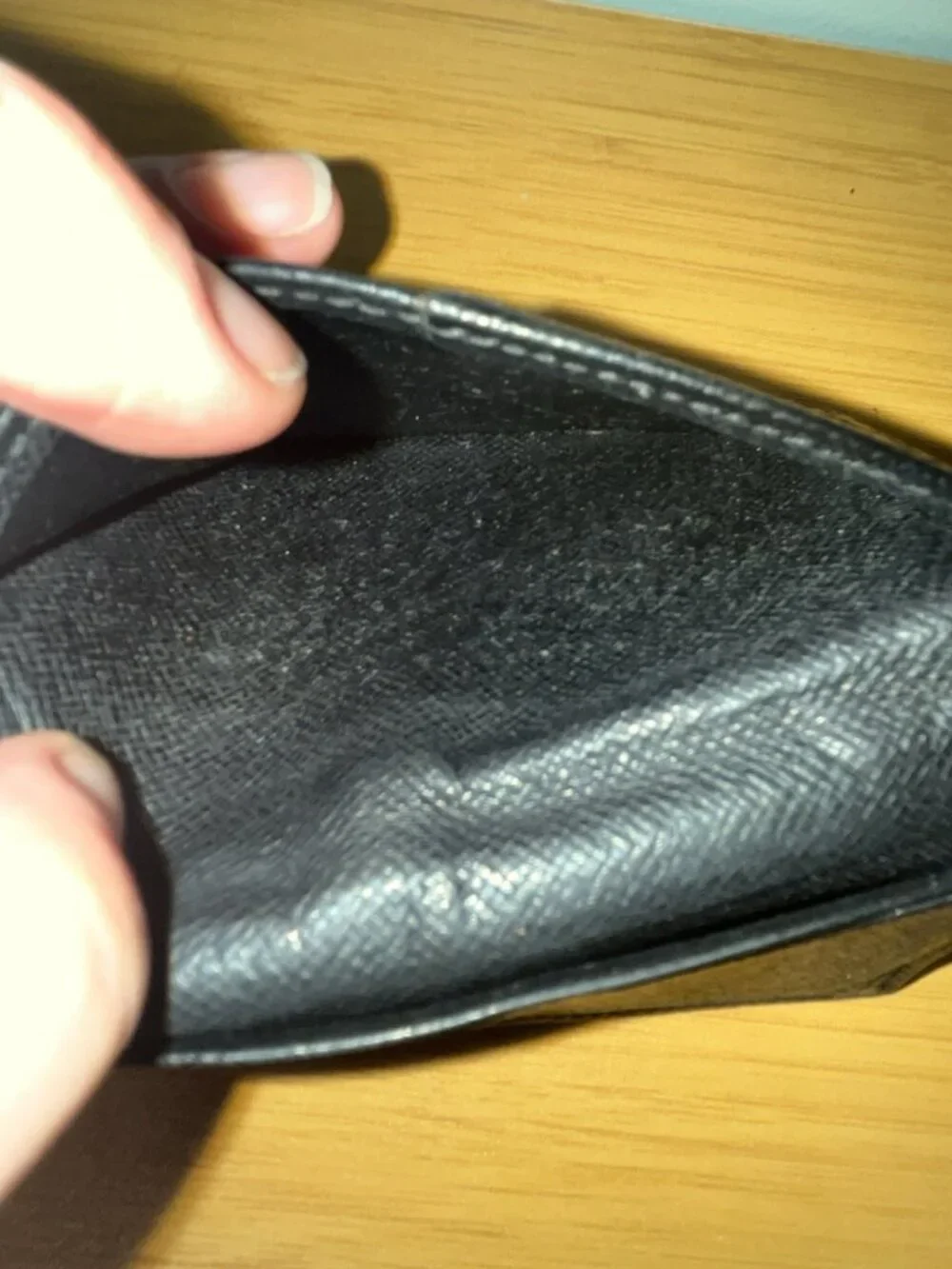 Louis Vuitton Black Men's Bifold Wallet Logo Folding Credit Card Made France